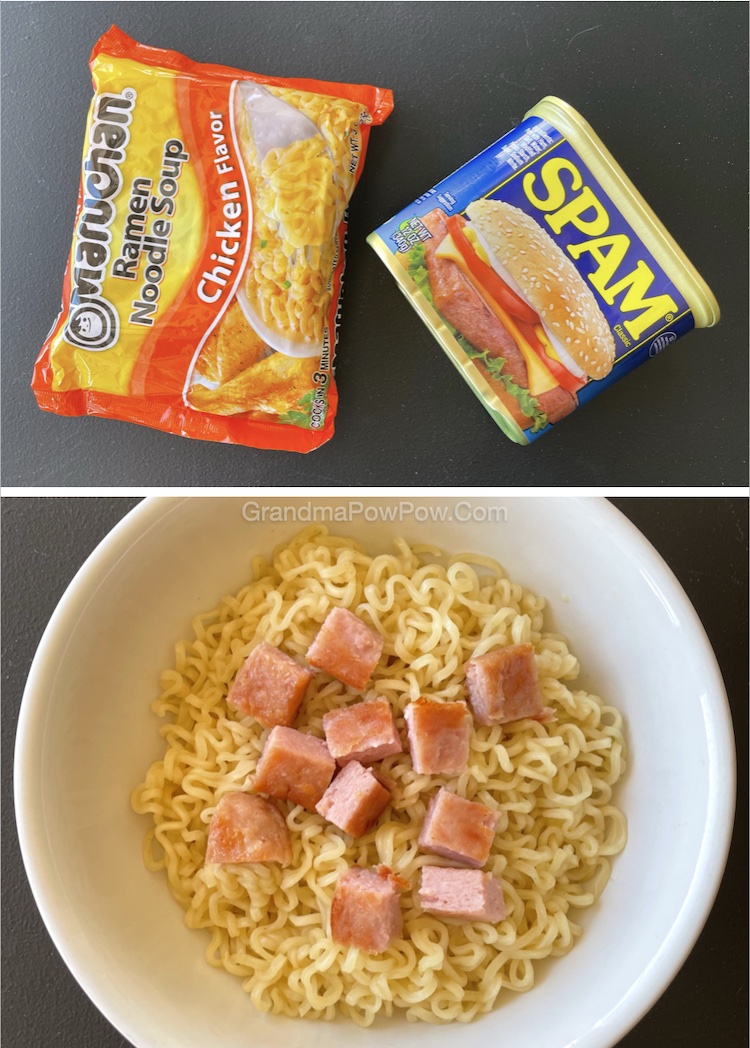 Ramen Noodles & Spam | A quick and easy last minute lunch or dinner! Super cheap to make with just 2 ingredients that you probably already have at home in your pantry. 