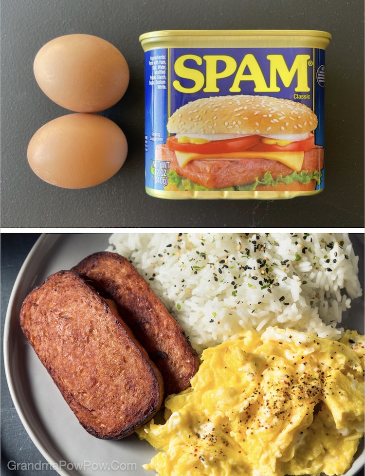 Spam & Eggs | Canned spam is a great replacement for bacon. Fry it up for breakfast and mix it with your scrambled eggs, fried eggs, breakfast burrito, hash browns and more. 