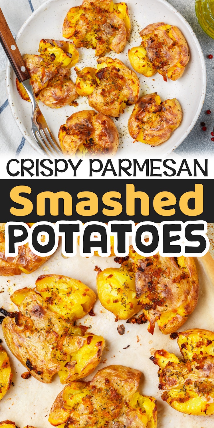 Are you looking for easy and yummy potato side dish recipes? You can't go wrong with oven roasted smashed potatoes! This is the best recipe for small yellow potatoes, and so simple and cheap to make with just olive oil, seasoning and parmesan cheese. The outside gets super crispy with soft and tender insides! My picky family loves this recipe with chicken and steak. It Pairs well with just about any meal!