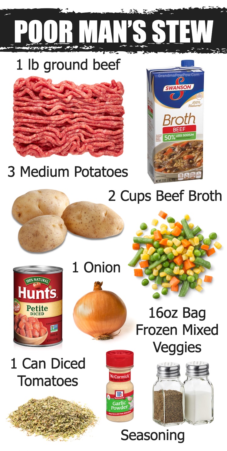 Poor Man's Stew | A quick and easy family dinner recipe that's cheap to make with just a few basic ingredients! Ground beef is one of the cheapest meats you can buy, and versatile for so many family meals. If you're trying to cook for your picky family on a budget, you've got to try this comforting soup. It's freezable so you can make it in bulk and enjoy it for weeks! This main dish is healthy and family approved. Even my kids love it!