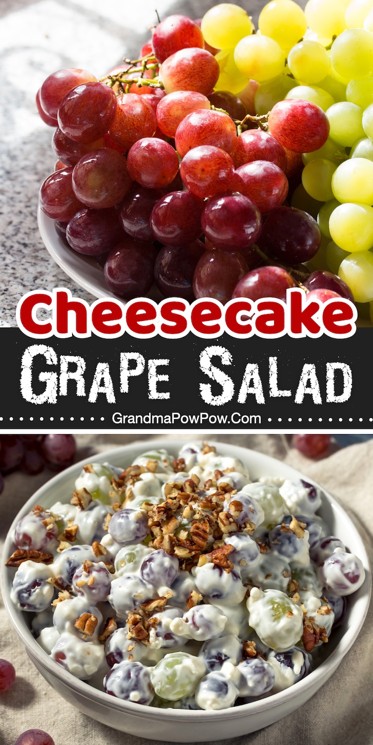 Creamy Grape Salad Recipe made with Cream Cheese (No Sour Cream) | The best party food! If you're looking for easy recipes to make for your next potluck or backyard bbq, you've got to try this cold and sweet side dish. So simple to make with no baking required! I love that I can make it the day before and then just pull it out of the fridge when we are ready to party. 
