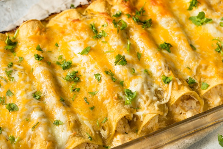 Easy Green Chile Enchilada Dinner Recipe (made with canned chicken!)